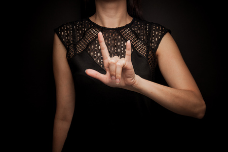 Sign Language of word " love "の写真素材