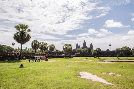 temple in Cambodia Angkor Wat view of the front  of the building in the afternoon, Cambodia on August 8, 2017のeditorial素材