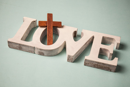 gods love. wooden crossの写真素材