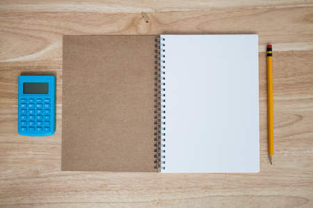 book and pencil and calculatorの写真素材