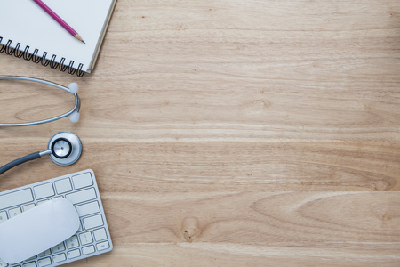 Doctor tool stethoscope on table backgroundの写真素材