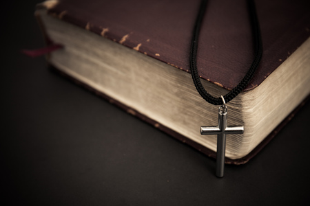 Old books with cross. religion concept.の写真素材