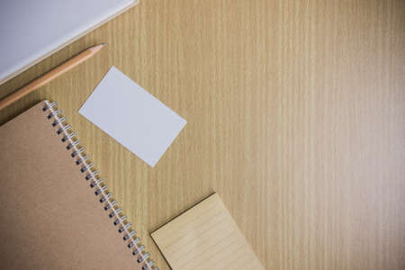 Mockup notebook, pencil for drawing on a table.の写真素材