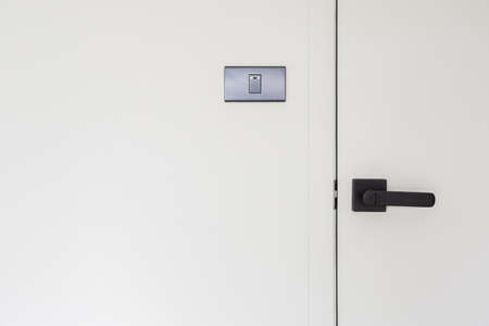 A white door with black door.の写真素材
