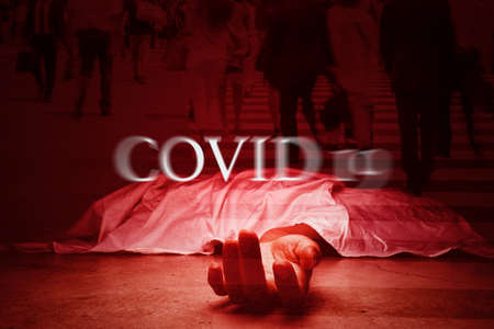 A dead people die on a floor wit vivid color.