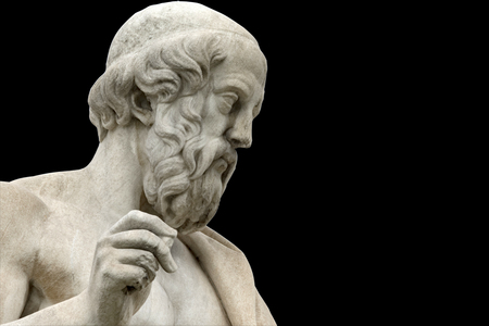 classic statue of Plato from side close up