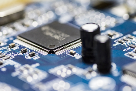 microchips and circuits on a board