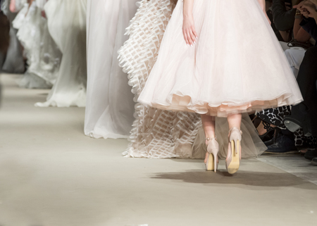 female models at finale of the fashion showの写真素材