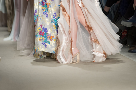 female models at finale of the fashion showの写真素材