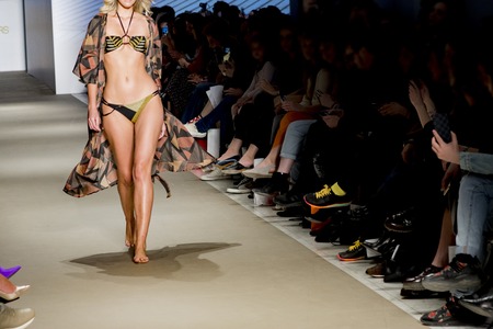 models with swimsuit catwalk in a fashion showの写真素材