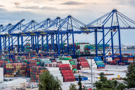 Trading Port Activity,trucks,vehicles, Hoisting Cranesのeditorial素材