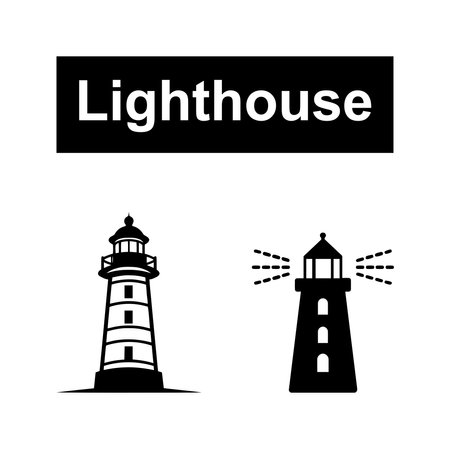 Lighthouse silhouette vector illustrationのイラスト素材