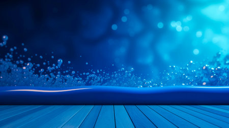 Blue water with bubbles on blue background. 3d render illustration.の素材