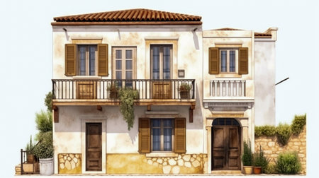 Beautiful house in the old town of Crete, Greece.の素材
