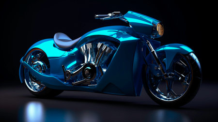 Modern blue sports motorcycle on a dark background. cool bike.の素材