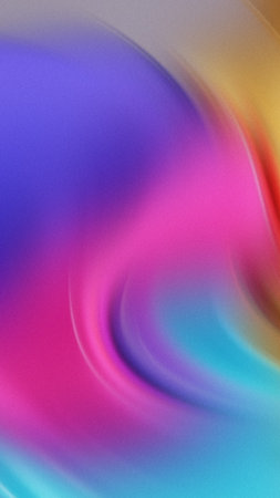 Swirling abstract gradient with vibrant purple pink blue and yellow colorsの写真素材