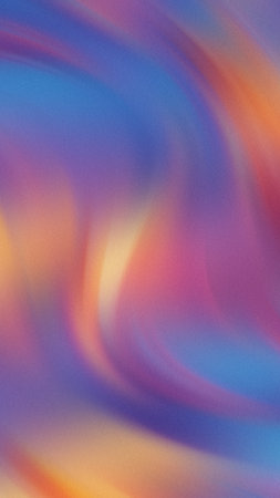 Abstract swirling gradient with soft transitions of purple blue pink orange and yellow huesの写真素材