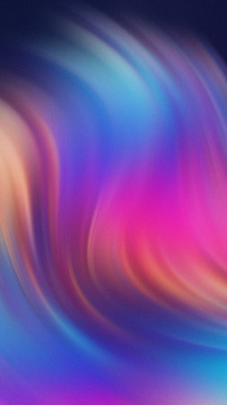Abstract blend of swirling pink blue and orange light streaks with a soft textured effect.