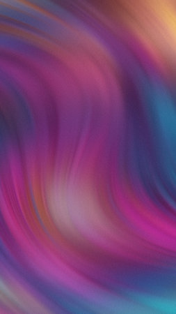 Abstract swirling gradient of purple pink blue and orange hues with soft textureの写真素材