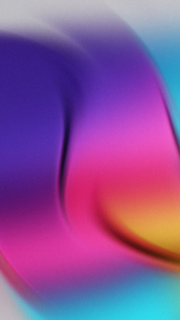 Smooth abstract gradient with flowing waves of purple pink yellow and blue colorsの写真素材