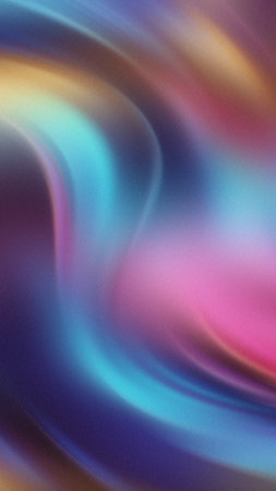 Swirling abstract background with vibrant blue pink and gold gradients and soft focusの写真素材