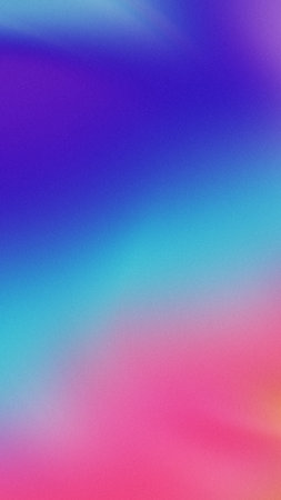 Smooth gradient transitions from deep blue and purple to bright cyan and pink with a subtle grain texture.の写真素材