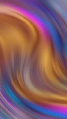 Abstract swirling background with smooth transitions of golden orange purple and blue colorsの写真素材