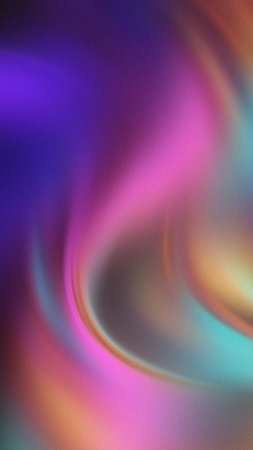 Swirling abstract gradient with vibrant purple pink blue and orange hues and subtle grain textureの写真素材