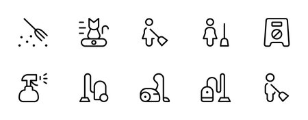cleaning related icon, vacuum cleaner, cleaning services, wet floor, vector and illustration, graphic, editable stroke. Suitable for website design, logo, app, template, and ui ux.のイラスト素材