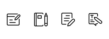 Content writing, Copy writing icon, design with Editable Stroke. Line, Solid, Flat Line, thin style and Suitable for Web Page, Mobile App, UI, UX design. vectorのイラスト素材