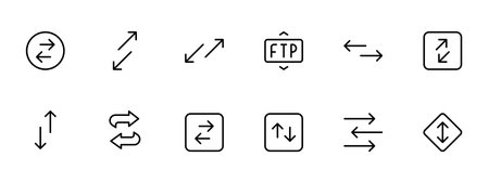 Data transfer, sync, ftp, migration data icon. traffic bridge or exchange concept linear vector. Can use for UI and mobile app, web site interface.のイラスト素材