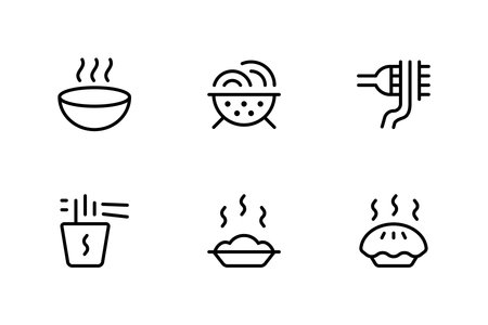 chinese food icon. Ramen, noodle icon set. Vector graphic illustration. Suitable for website design, logo, app, template, and ui.のイラスト素材