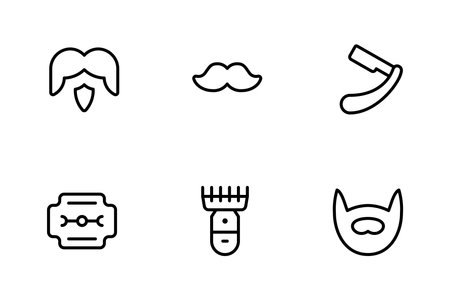 beard shave icon, barber shop icon vector set design with Editable Stroke. Line, Solid, Flat Line, thin style and Suitable for Web Page, Mobile App, UI, UX design.のイラスト素材