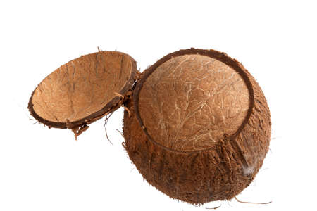 Half open coconut isolated on white
