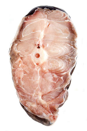 Catfish steak isolated on whiteの写真素材