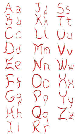 English alphabet made from chili

