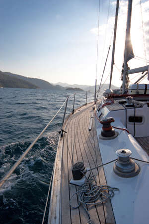 Sailing boat in the seaの写真素材