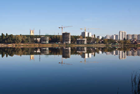 Mirrored City landscapeの写真素材