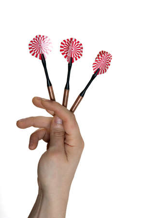 Dart arrows in handの写真素材