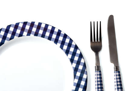 Dinner set (plate, fork, knife)の写真素材