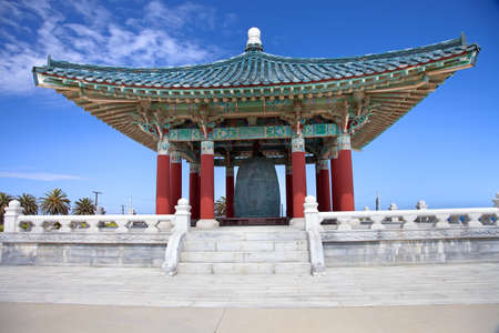 Korean Bell of Friendship pagoda in San Pedro, Californiaの写真素材