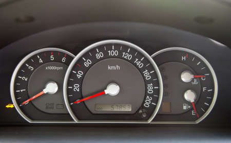 Speedometer and other gauges in the car