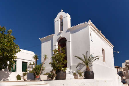 White church and blue sky on the greek islandの写真素材