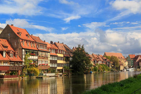 River and vintage houses in Bamberg, Germanyのeditorial素材