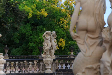 Naked women statues Zwinger palace in Dresden, Germanyのeditorial素材