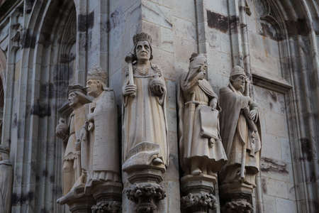 Statues of the saints and kings on cathedral in Cologne, Germany