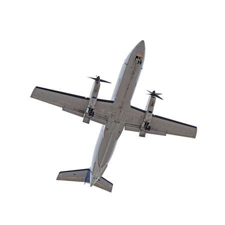 Bottom of aircraft isolated on white backgroundの写真素材