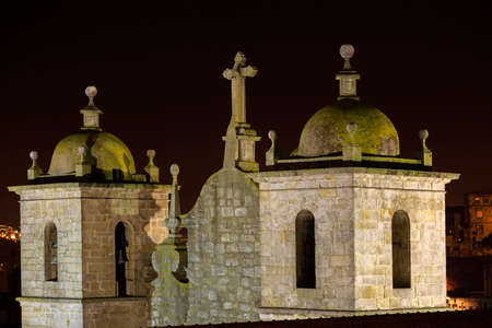 Porto cathedral with illumination at night