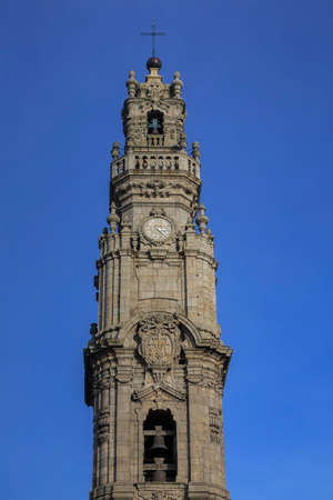 Torre dos Clerigos tower in the center of Porto, Portugalの写真素材