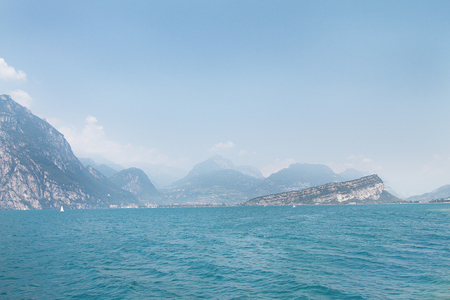 Palace on Lake Garda in Italy. Horizontal shot. Lake Garda is the largest lake in Italy. It is located in Northern Italy.の写真素材